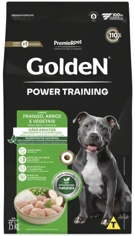 Ração Golden Power Training para Cães Adultos Sabor Frango e Arroz - 15 kg
