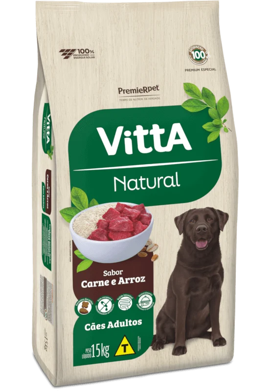 Ração VittA Natural Cães Adultos Carne & Arroz