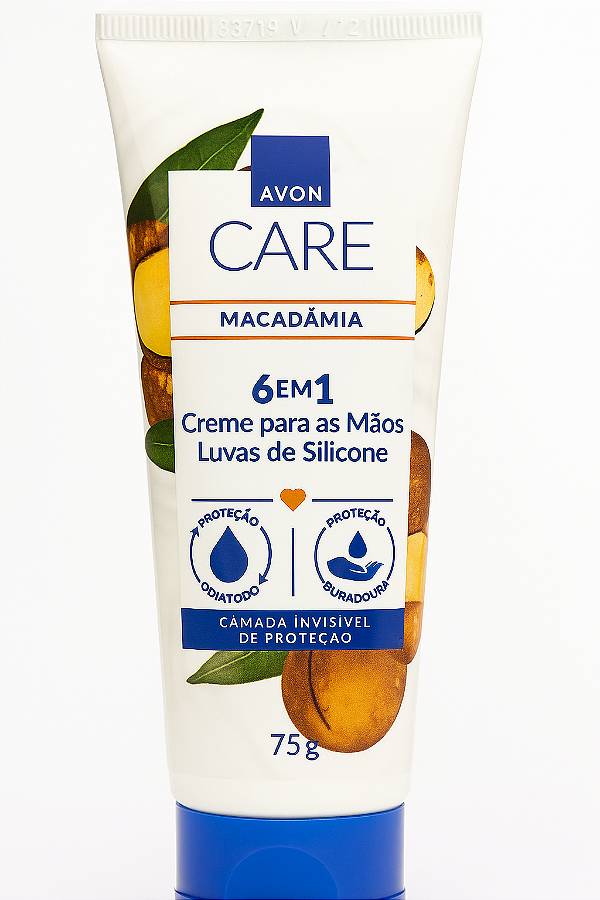 Creme Macadámia Avon Care Hidratante Para As Mãos Luvas De Silicone 6 Em 1 75g