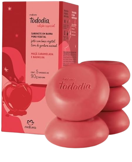 Sabonete em Barra Puro Vegetal Tododia Maçã Caramelada e Baunilha NATURA