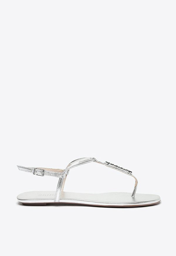 SCHUTZ SANDÁLIA RASTEIRA CRYSTAL  LOGO PRATA