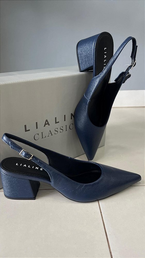 LIA LINE SLIGBACK COURO SLIM FLY MARINHO