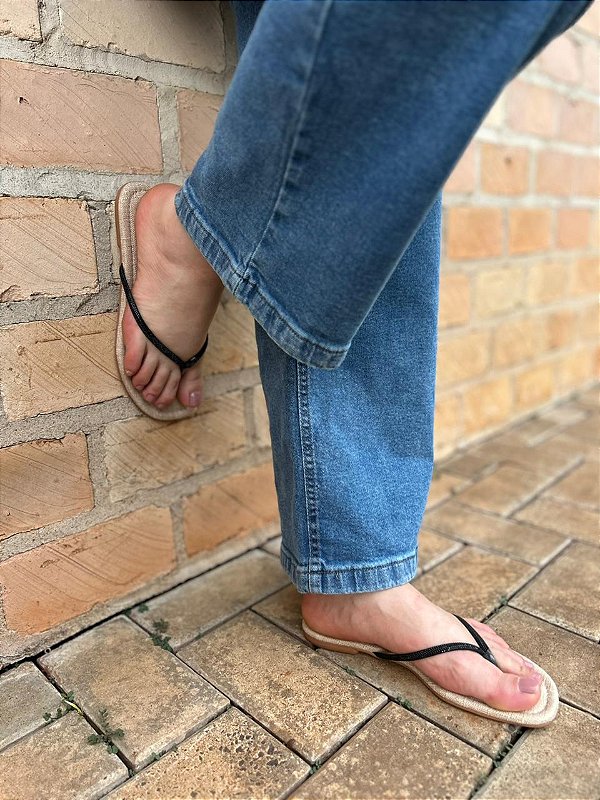 SANTA LOLLA RASTEIRA PALHA TIRA STRASS PRETO