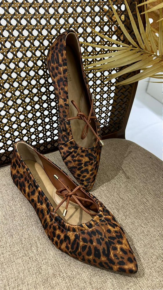 ANA CAPRI SAPATILHA TECIDO ANIMAL PRINT CARAMELO/CUOIO