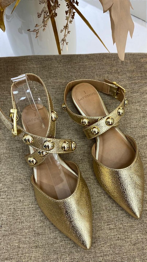 LA FEMME SLINGBACK SHINE METALIZADO DOURADO