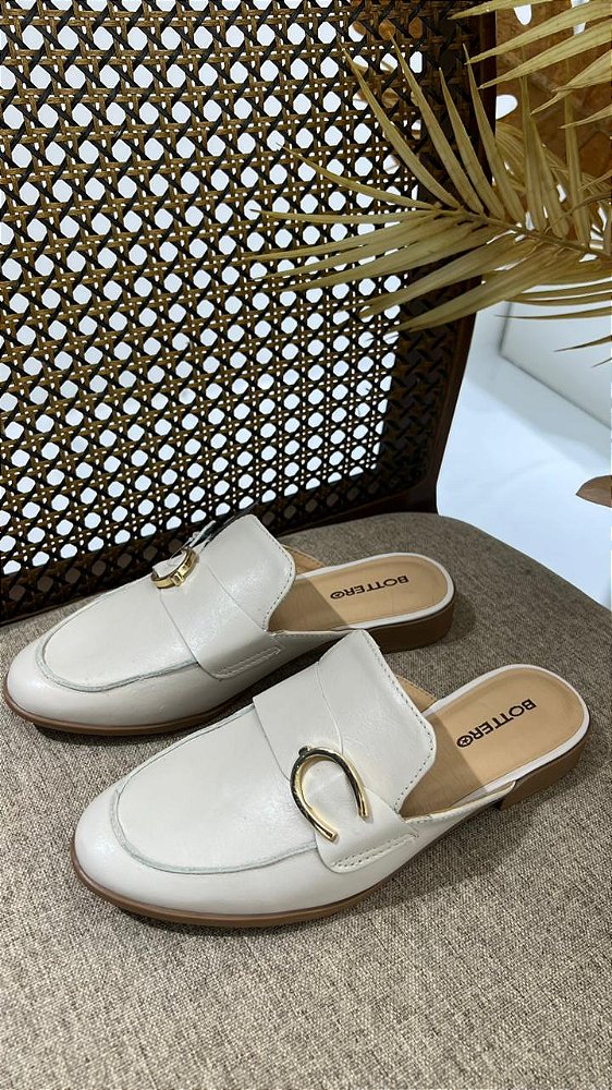BOTTERO MULE COURO OFF WHITE