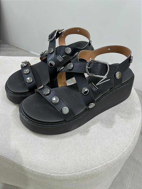 VIZZANO SANDÁLIA ANABELA TACHA PELICA PRETO