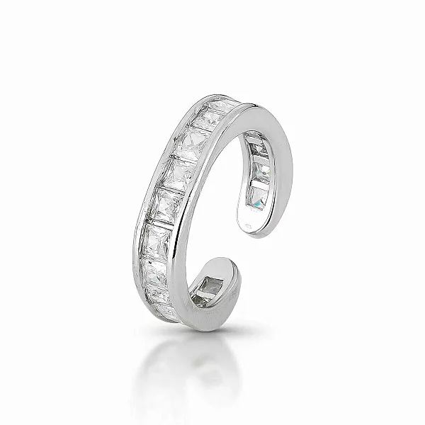 Anel baguete cristal rodio