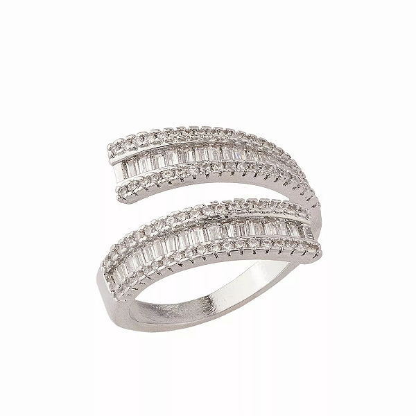 Anel duas pontas rodio