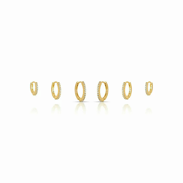 Brinco Trio de Argolas fecho click