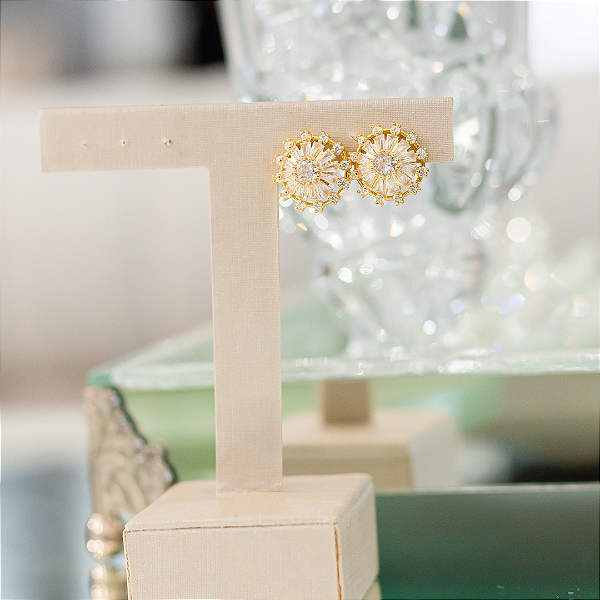 Brinco Botão Cristal