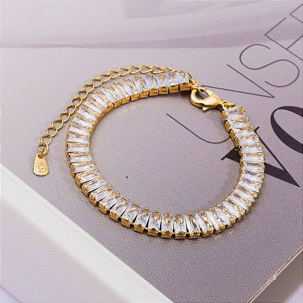 Pulseira baguete cristais