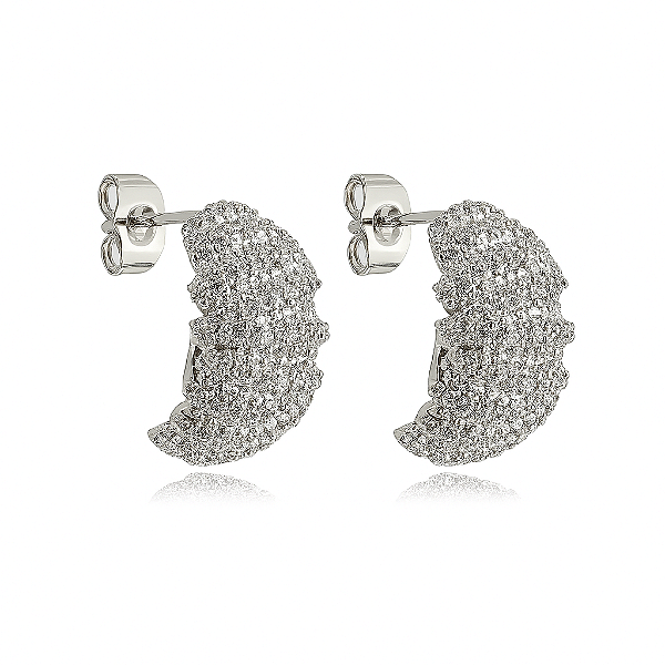 Brinco de argola cravejado de zirconia