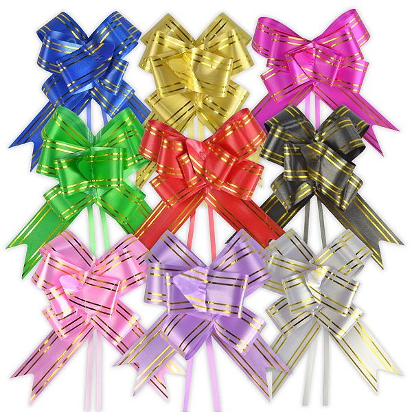 Laço Fácil de Fio Dourado 30mmx48cm Pacote com 200 unidades Varias Cores