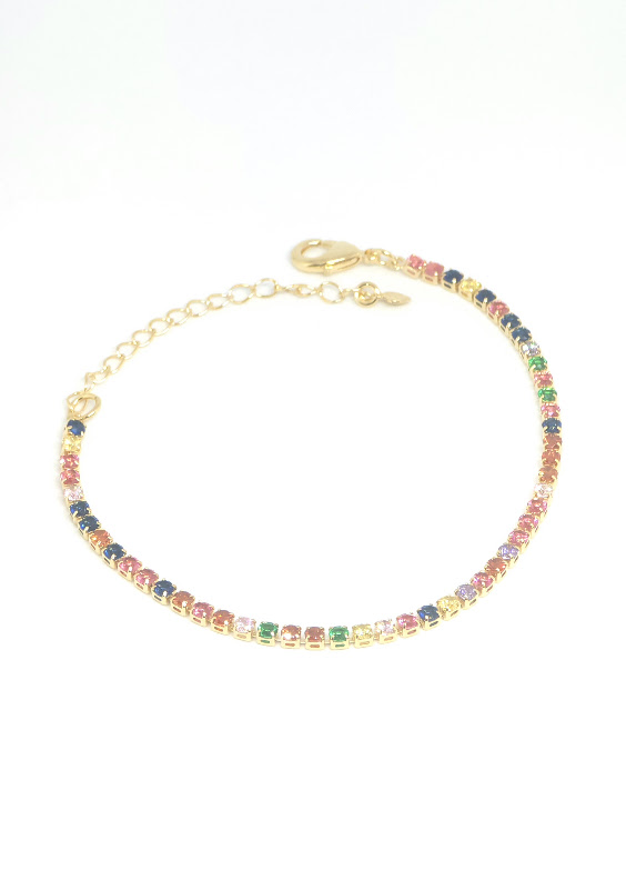 PULSEIRA C ZIRC COLORIDAS BANH OURO 18K- PL03708