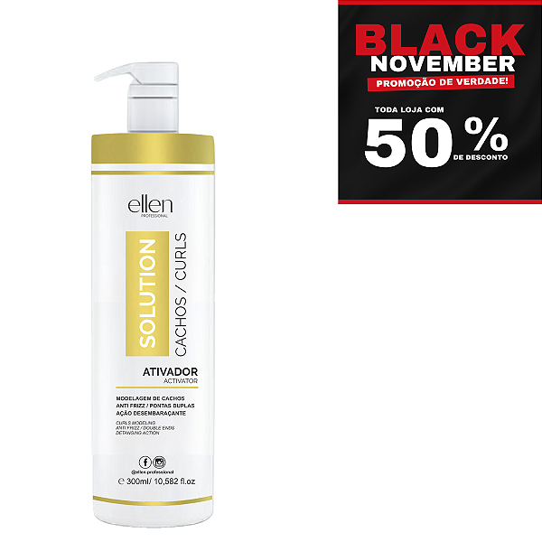 Creme Ativador de Cachos ellen Professional - Definição dos cachos e redução do frizz - Realce da beleza natural dos cabelos crespos e cacheados - 300g