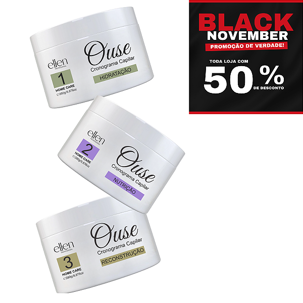 Cronograma capilar ellen Professional - Repõe a água e devolve a maciez aos fios - Fortalece com proteínas, combatendo a quebra e a porosidade - 840g