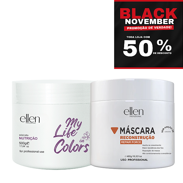 Combo Reconstrução intermolecular 500g - Nutrição intensa 500g - Fios fortes, resistentes e totalmente revitalizados.