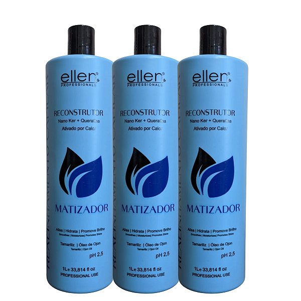 Combo Escova Progressiva matizadora ellen Professional -3L