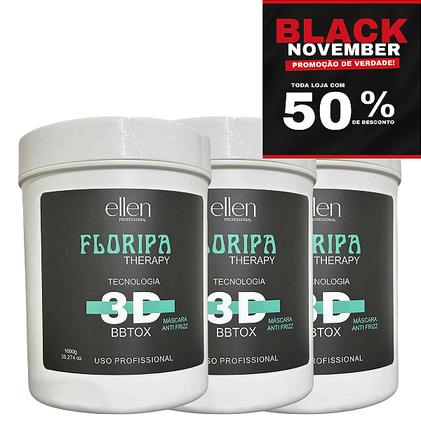 Combo Máscara Botox Orgânico Ellen Professional - Efeito Liso, Restaura e Dá Brilho - 3kg
