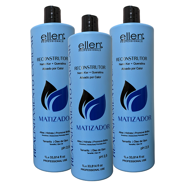 Combo Escova Progressiva matizadora ellen Professional -3L