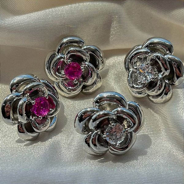 BRINCO FLOR POLIDA COM ZIRCÔNIA