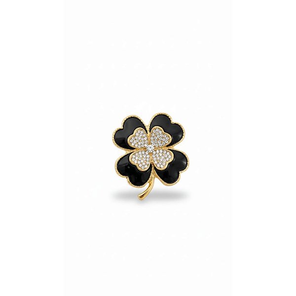 BROCHE TREVO DUPLO PRETO