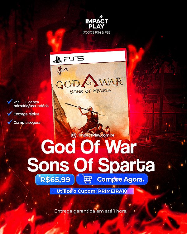 GOD OF WAR SONS OF SPARTA PS5 MÍDIA DIGITAL LANÇAMENTO