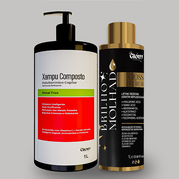 Xampu Composto + Gloss Premium Brilho Molhado | Lisa Glow