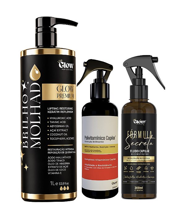 Brilho molhado + fórmula secreta + Polivitamínico | Lisa Glow Professional