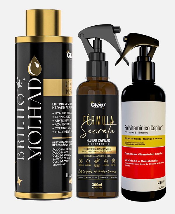 Brilho molhado + fórmula secreta + Polivitamínico | Lisa Glow Professional