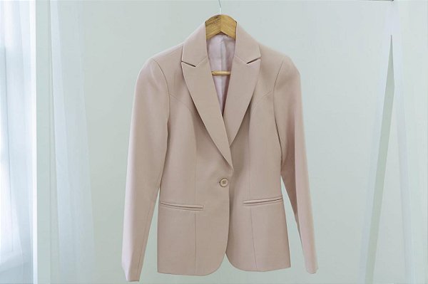 Blazer Longo Feminino Alfaiataria Nude