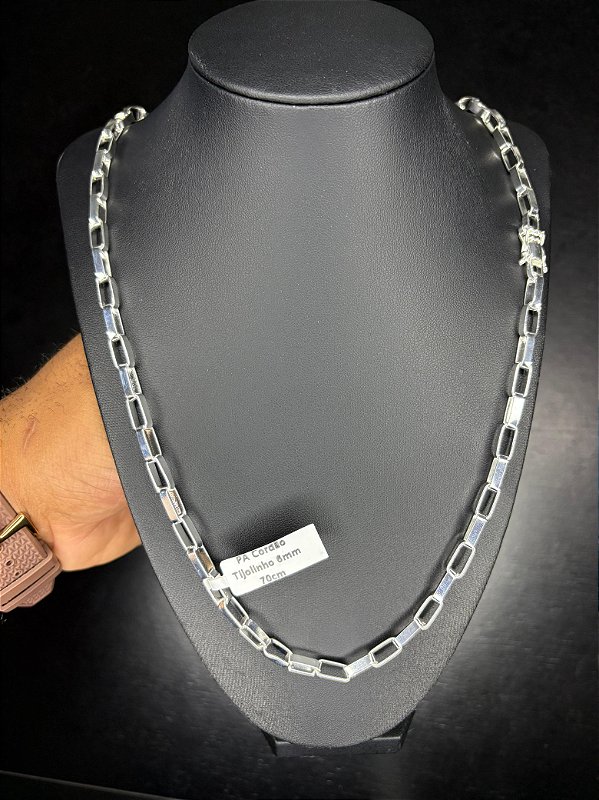 CORDÃO ELO TIJOLINHO 6 MM  - PRATA