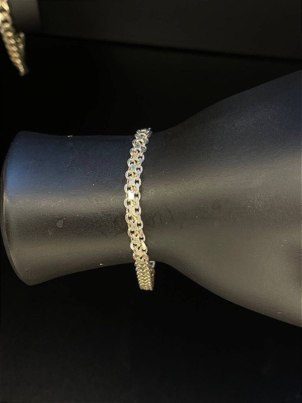Pulseira cadeado duplo 5mm - Prata