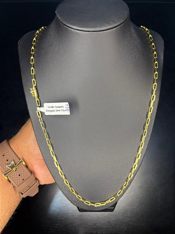 cordão cadeado alongado 3mm