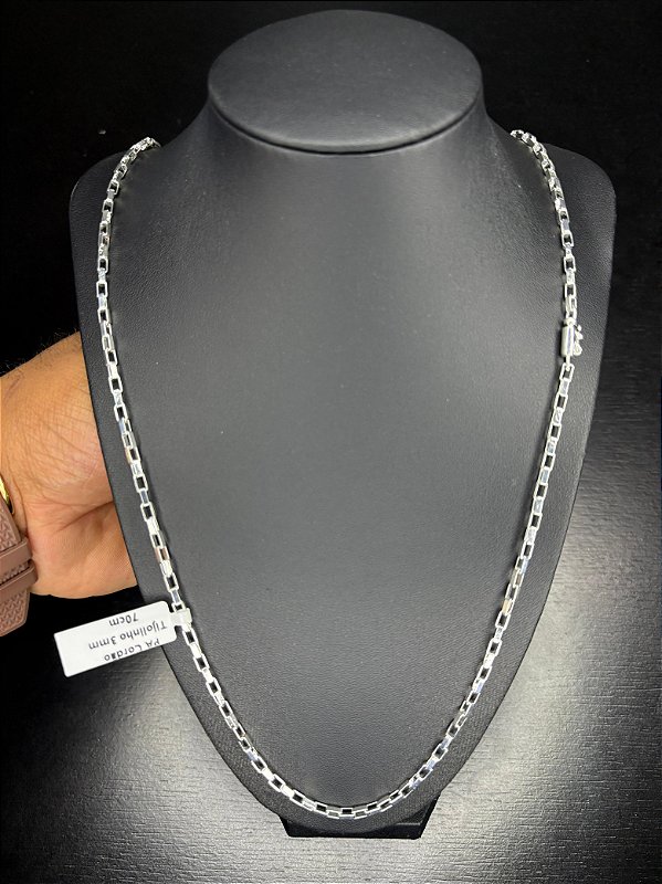 CORDÃO ELO TIJOLINHO 3 MM  - PRATA