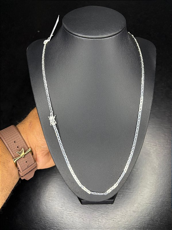 CORDÃO PIASTRINE 3MM - 60CM PRATA