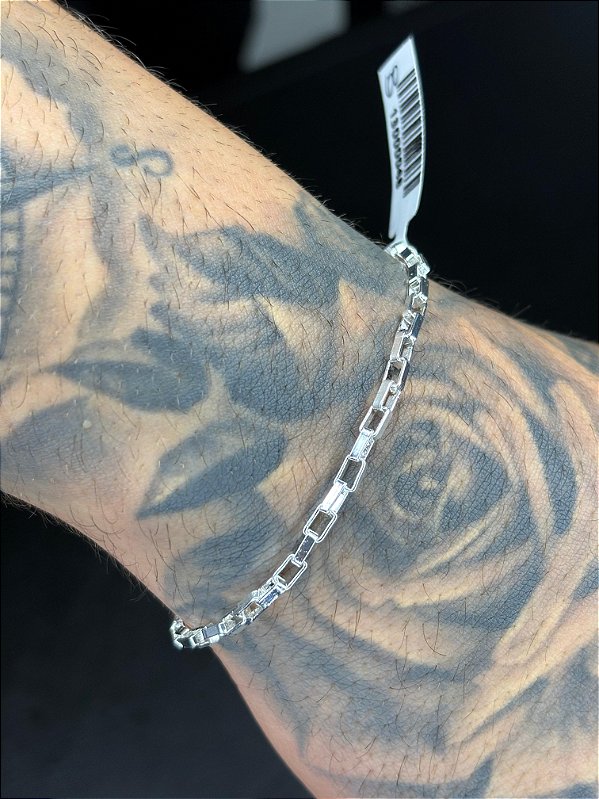 Pulseira tijolinho 3mm - PRATA