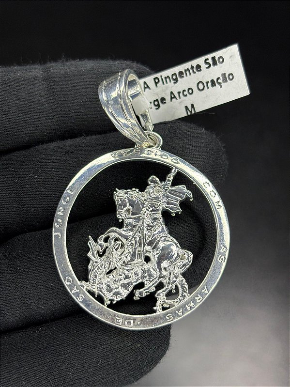 PINGENTE SAO JORGE REONDO M PRATA