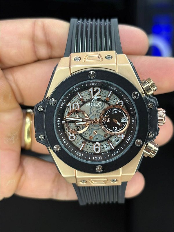 HBL - PRETO|ROSE -SKELETON - BEZEL PRETO