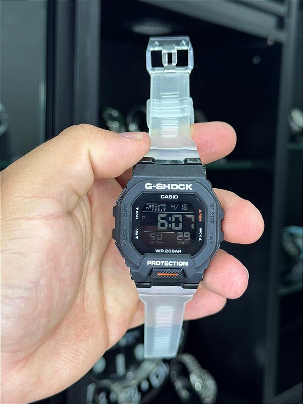 GMA-S2100-7A preto - pulseira transparente