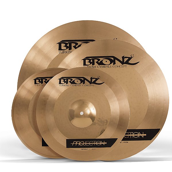 Set de Pratos Bronz contendo HH 14'(par), Crash 16' e Ride de 20' - Projection Series (B10) c/ B