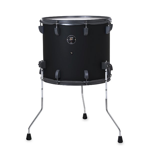 Surdo Odery Tiger series 14 x 12 c/ 3 pés - acabamento Matte Black com ferragens em Grafite