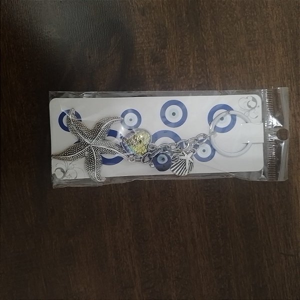 Chaveiro Estrela-do-Mar com Olho Grego – Proteção e Espírito do Mar