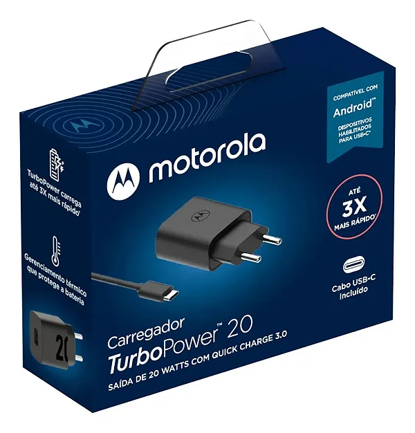 Carregador Motorola TurboPower 20W com Cabo USB-C