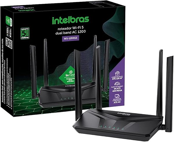 Roteador Wi-Fi 5 Dual Band AC 1200 - Intelbras W5-1200GS