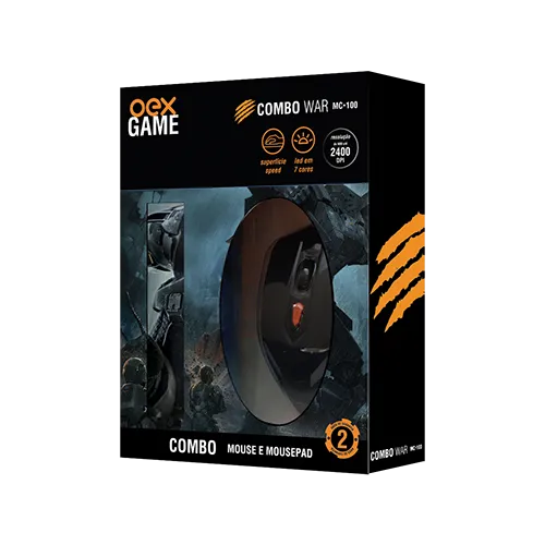 Combo War MC-100 - Mouse Gamer e Mousepad