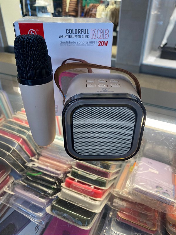 Caixa de Som Pequena com Microfone