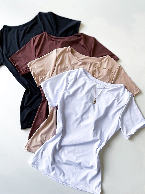 Blusa em Suplex Manga Curta com Gola Canoa Bianca