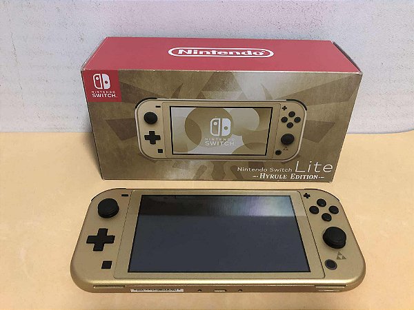 Console Nintendo Switch Lite Hyrule Edition na Caixa